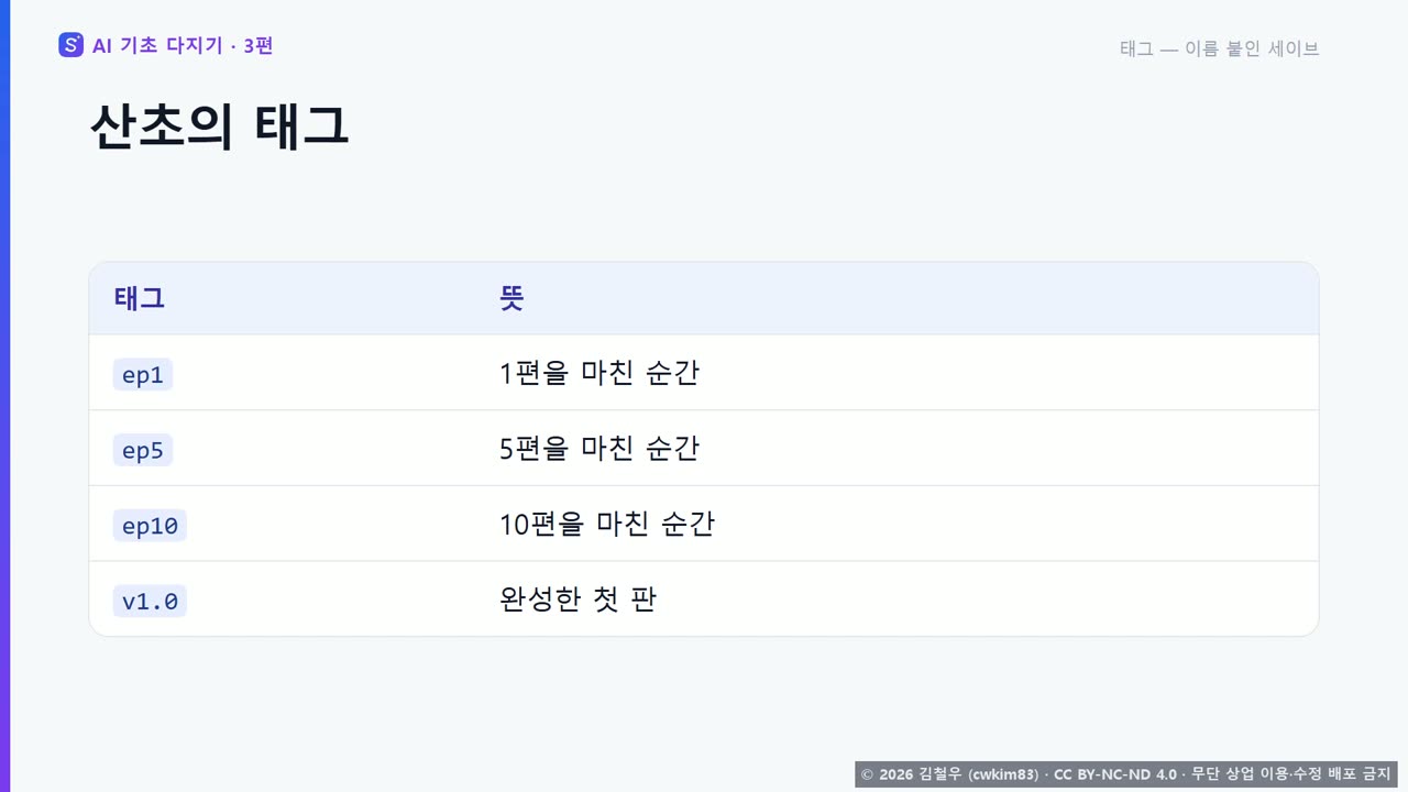 3단계 태그, 이름 붙인 세이브 장면