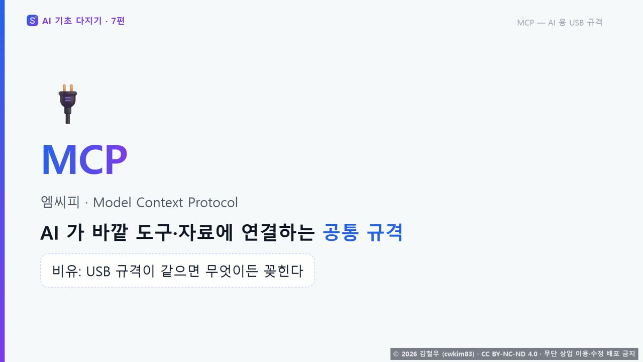 2단계 MCP, AI 용 USB 규격 장면