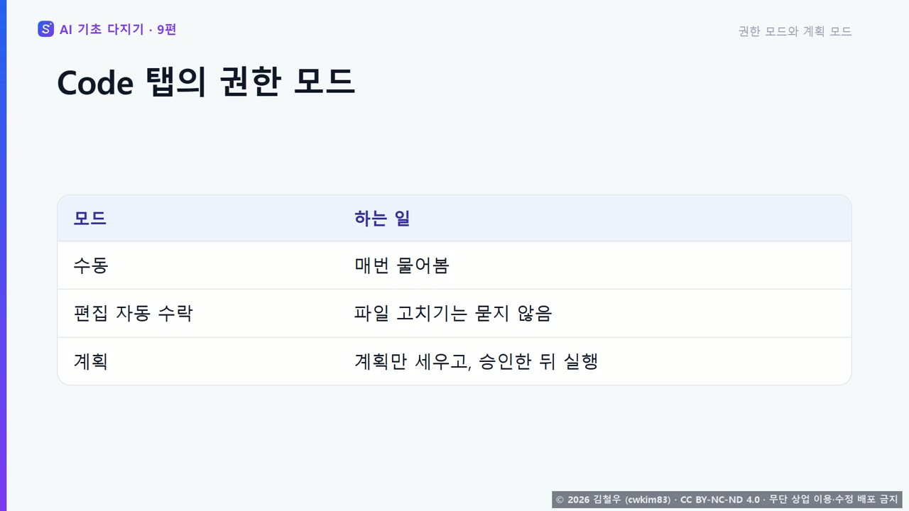 4단계 권한 모드와 계획 모드 장면